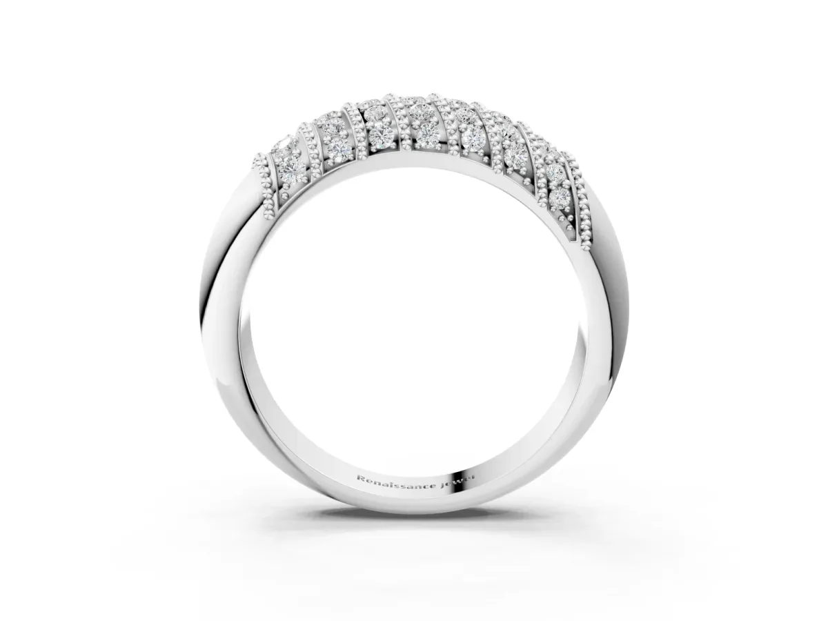 Channel Set Round Diamond Dome Band Platinum