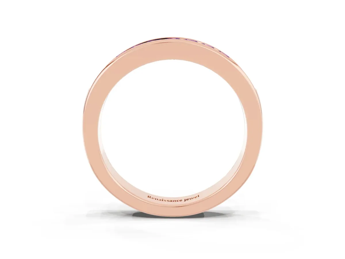 Channel Set Princess Cut Tanzanite Eternity Band Rose gold