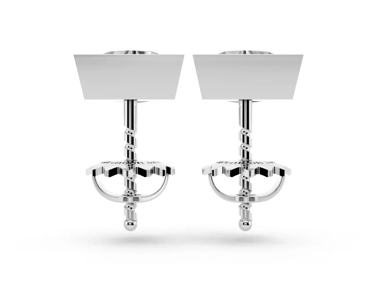 Trillion Diamond Bezel-Set Solitaire Stud Earrings Platinum