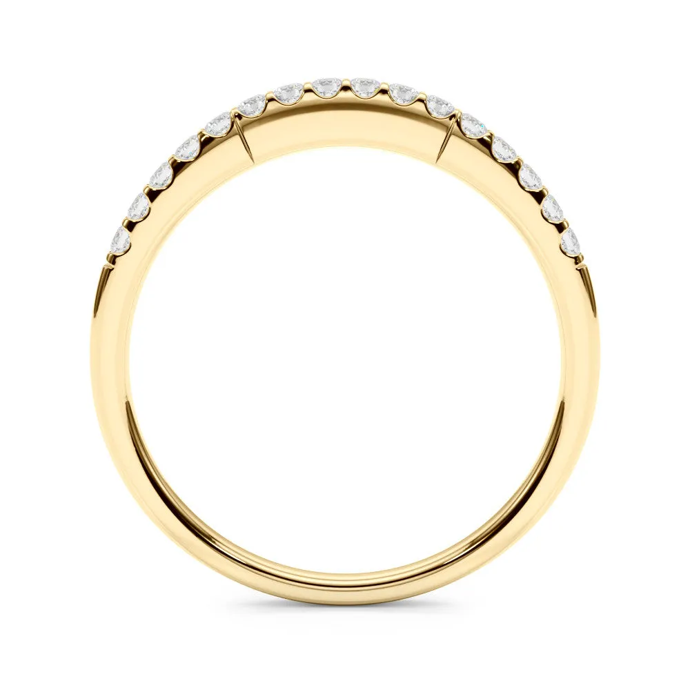 Round Diamond Pavé Half-Eternity Band with Shared Prong Setting Yellow gold