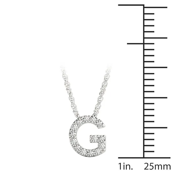 Pavé Round Diamond Letter G Initial Pendant White gold
