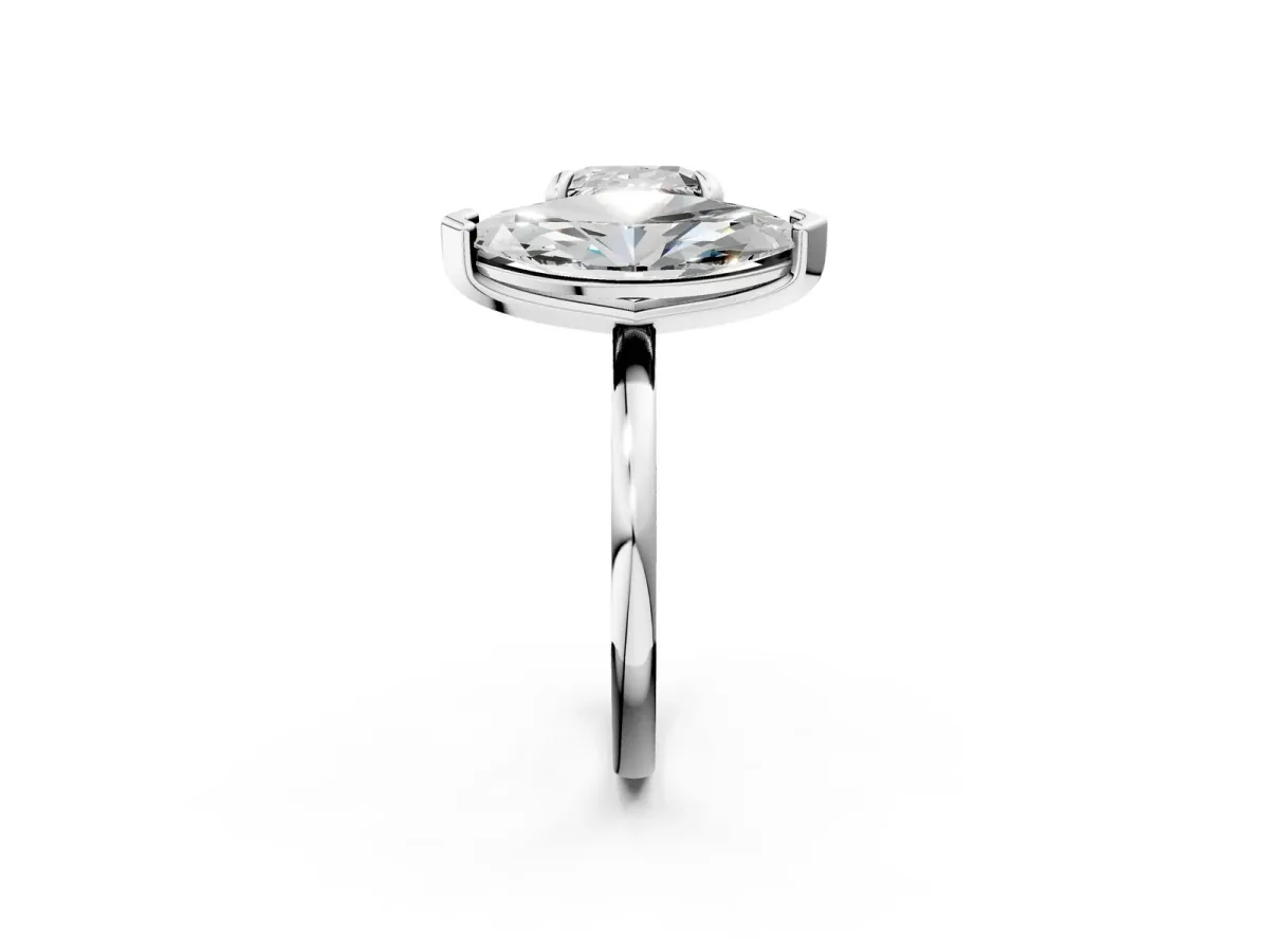 Cushion and Marquise Toi Moi Ring with Prong Setting and Plain Band Silver