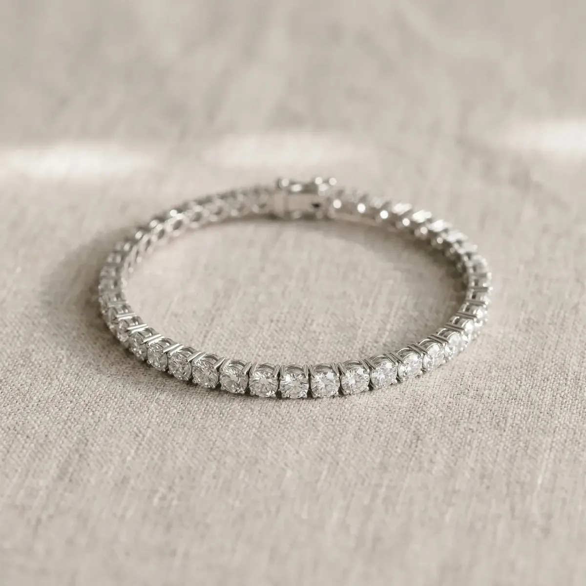 Round Cut Diamond Tennis Bracelet with Four-Prong Setting Silver