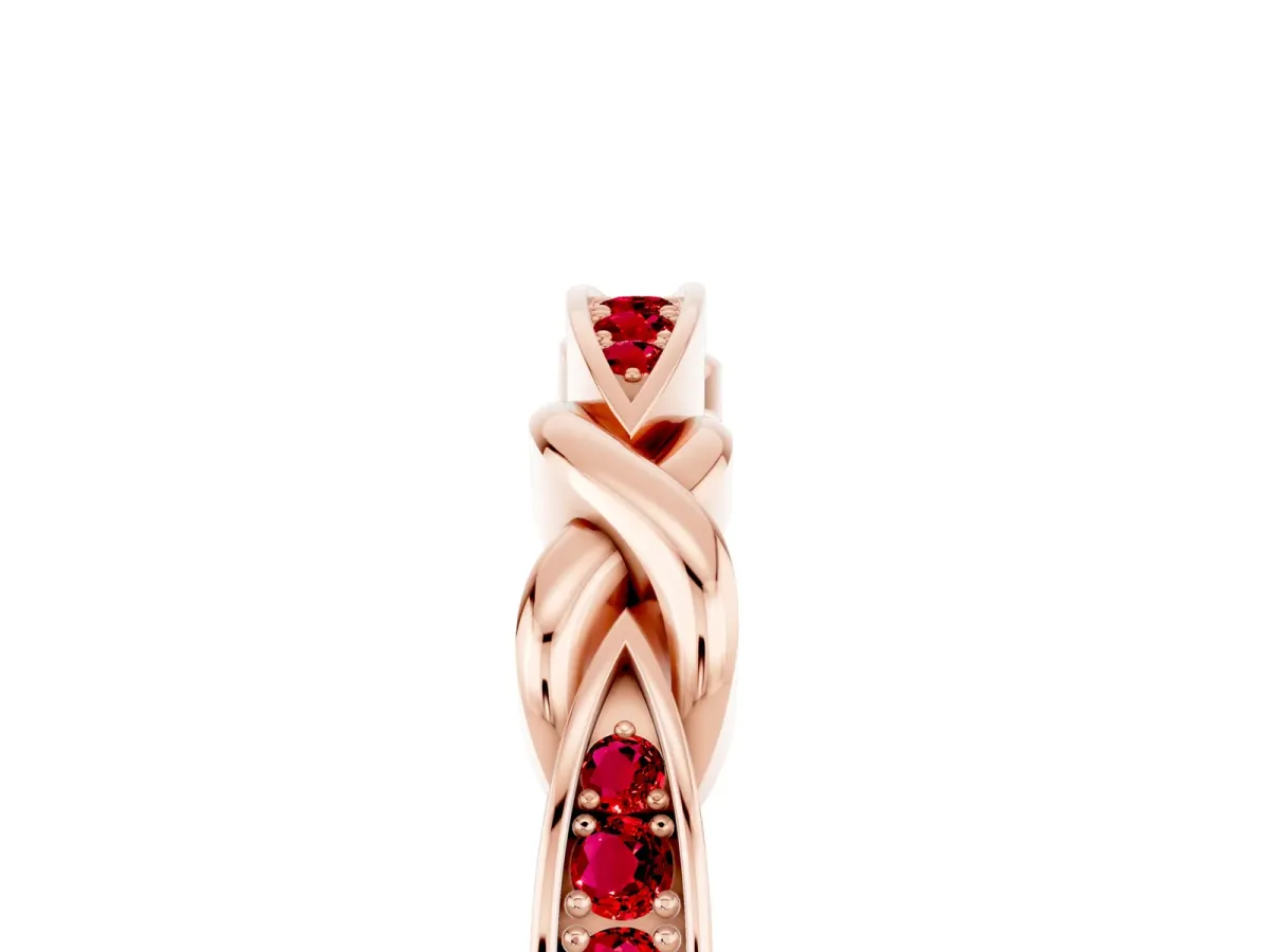 Twisted Marquise Ruby Pavé Band with Shared Prong Setting Rose gold