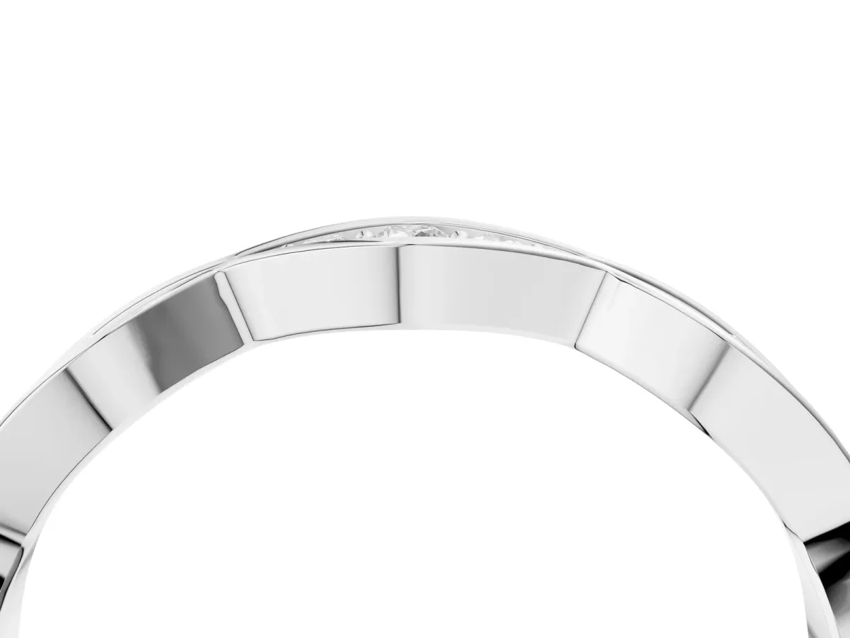 Round Diamond Scalloped Pavé Eternity Band Silver