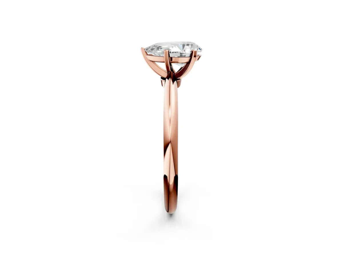Pear Cut Diamond Solitaire Ring with Six-Prong Setting and Classic Band Rose gold