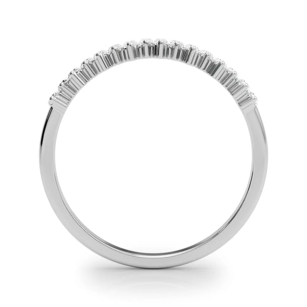 Baguette Diamond Bar Set White Gold Band with Shared Prong Setting Platinum