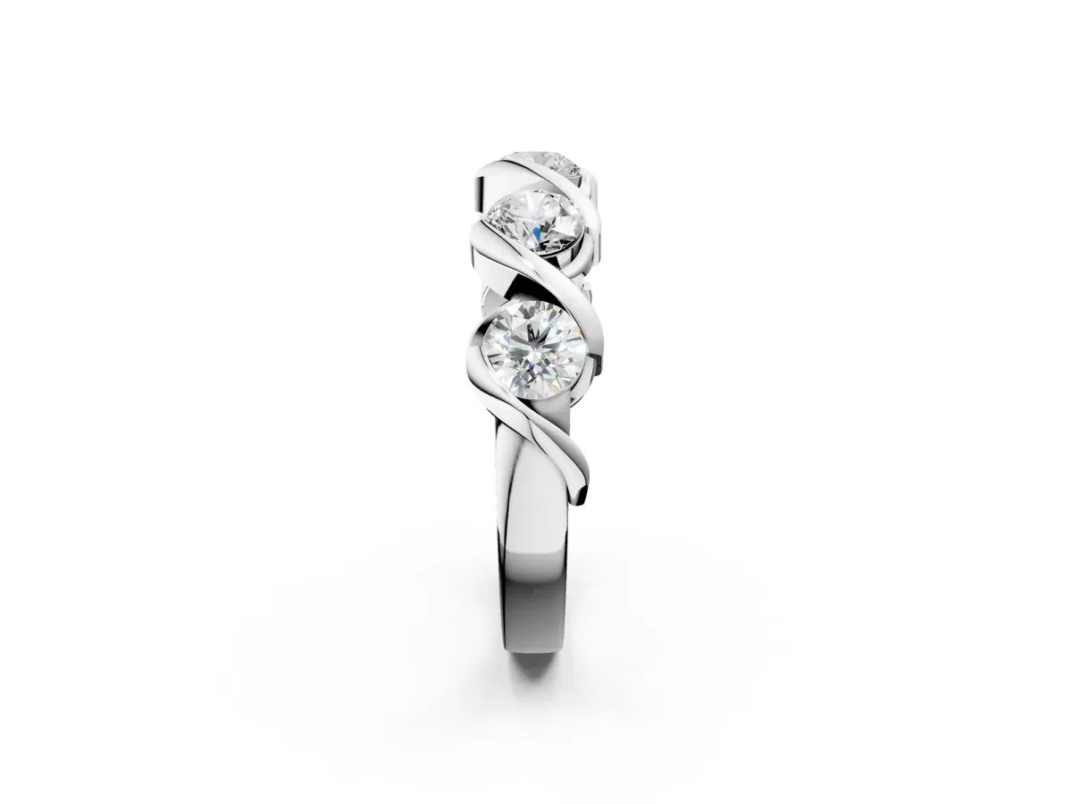 Round Diamond Eternity Band with Twist Prong Setting Silver