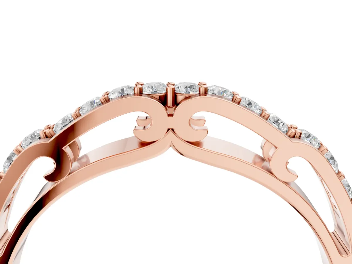 Round Cut Diamond Channel Set White Gold Band Rose gold