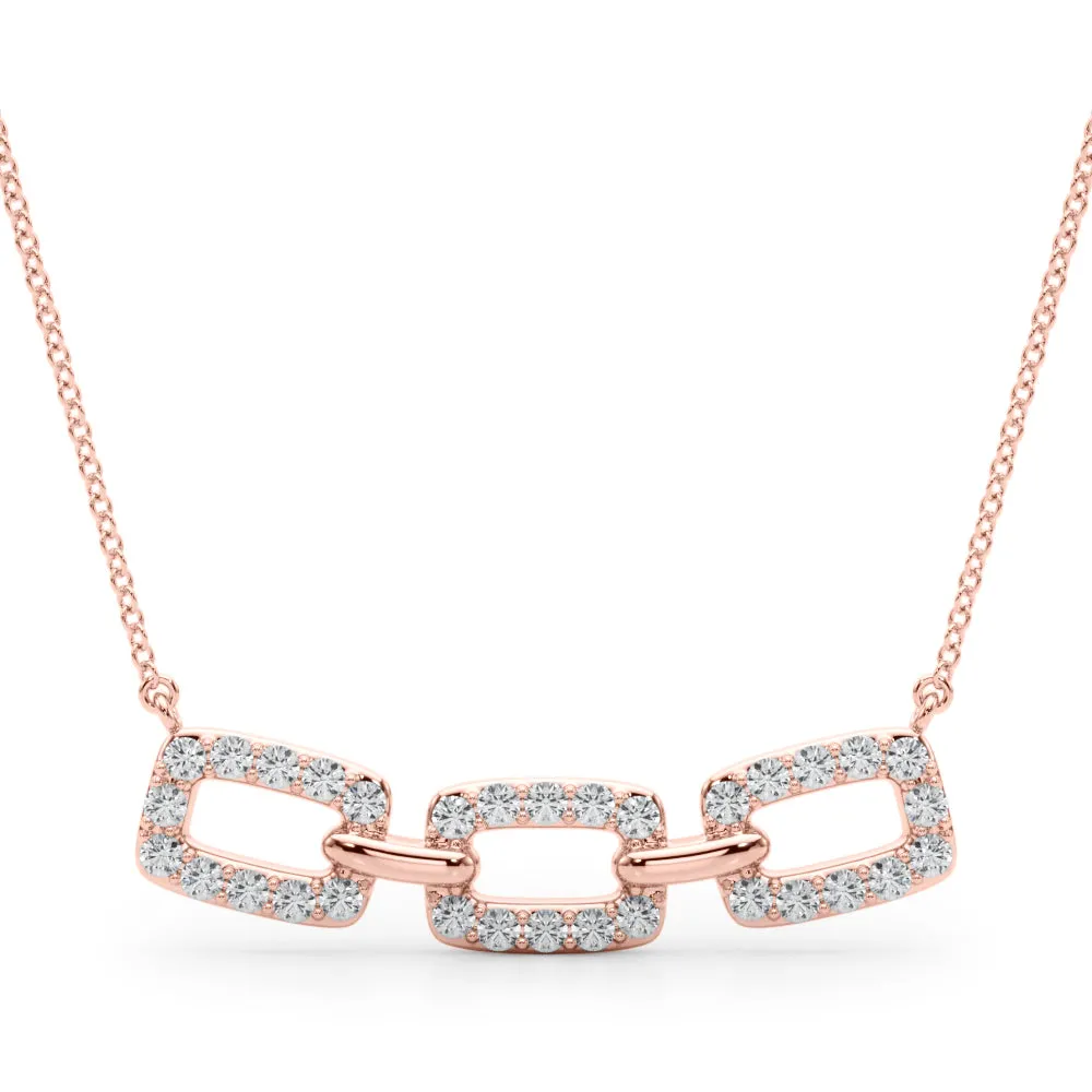 Pavé Cushion Link Pendant with Shared Prong Setting Rose gold