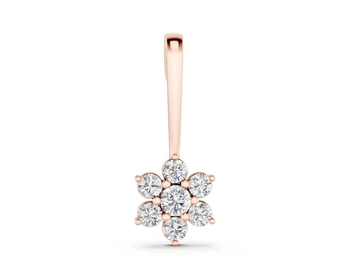 Round Diamond Cluster Pendant with Six-Prong Setting Rose gold