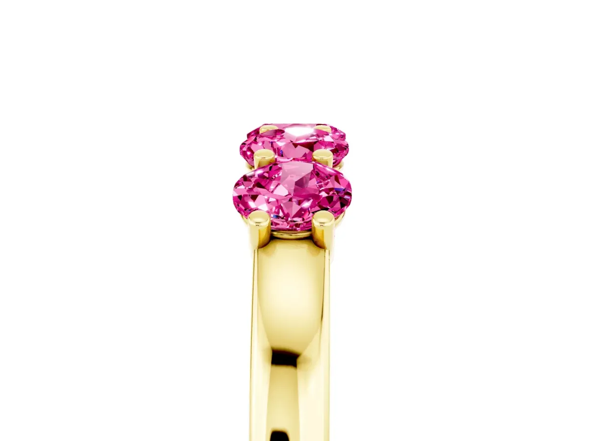 Four-Stone Round Pink Sapphire Prong-Set Band Yellow gold
