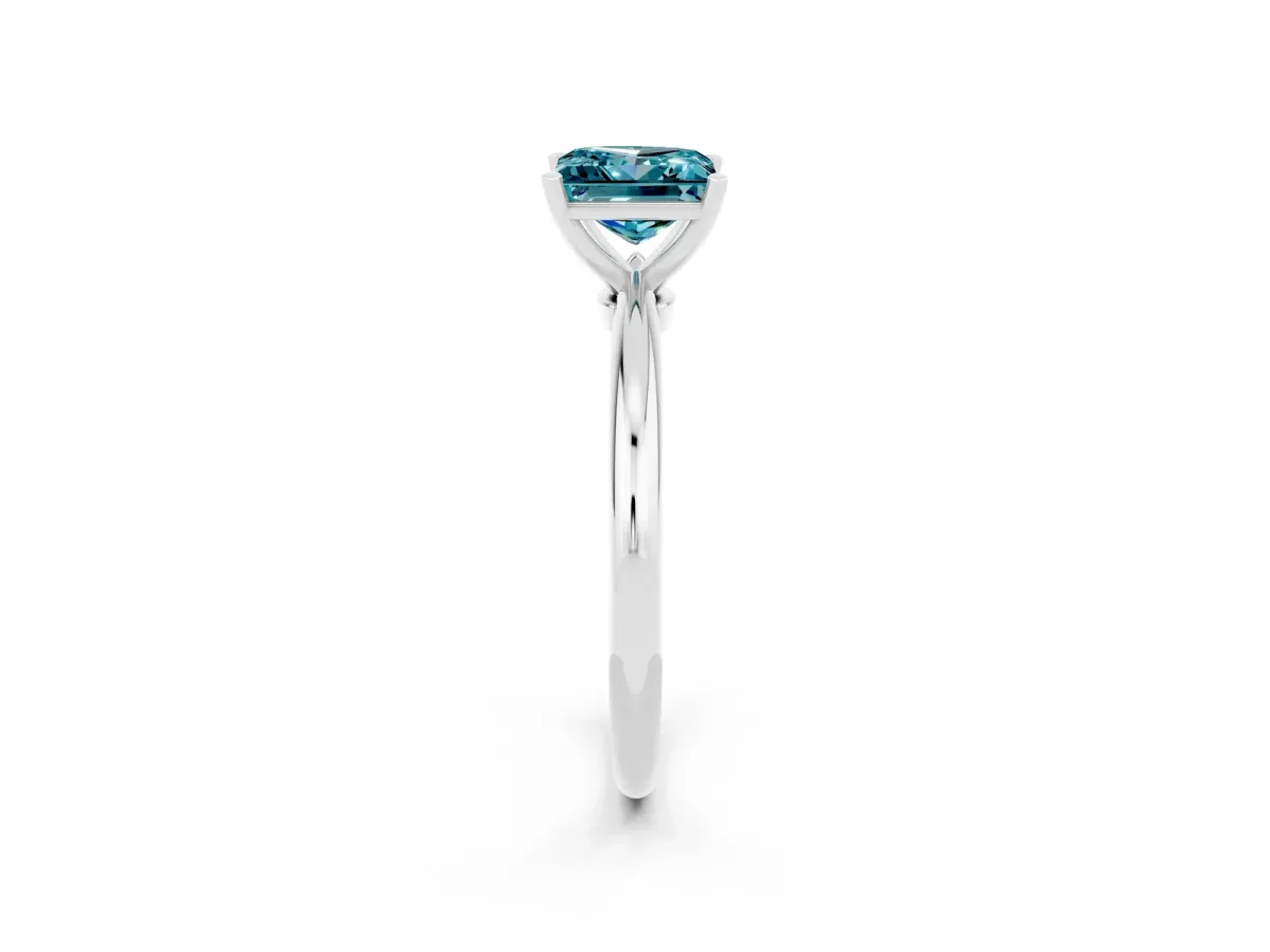 Princess Cut Blue Topaz Solitaire Ring with Six-Prong Setting and Classic Band Silver
