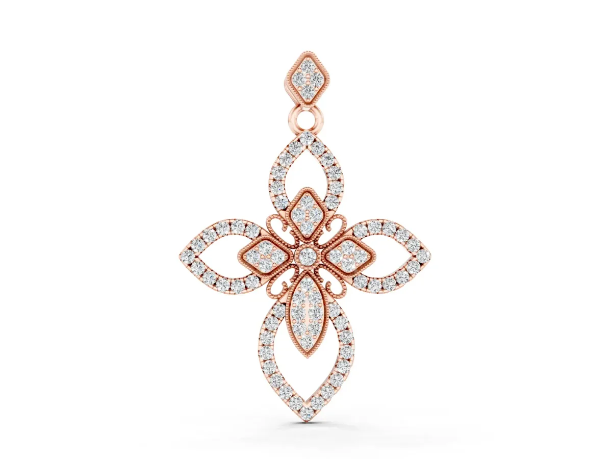 Pavé Marquise Diamond Cross Pendant Rose gold