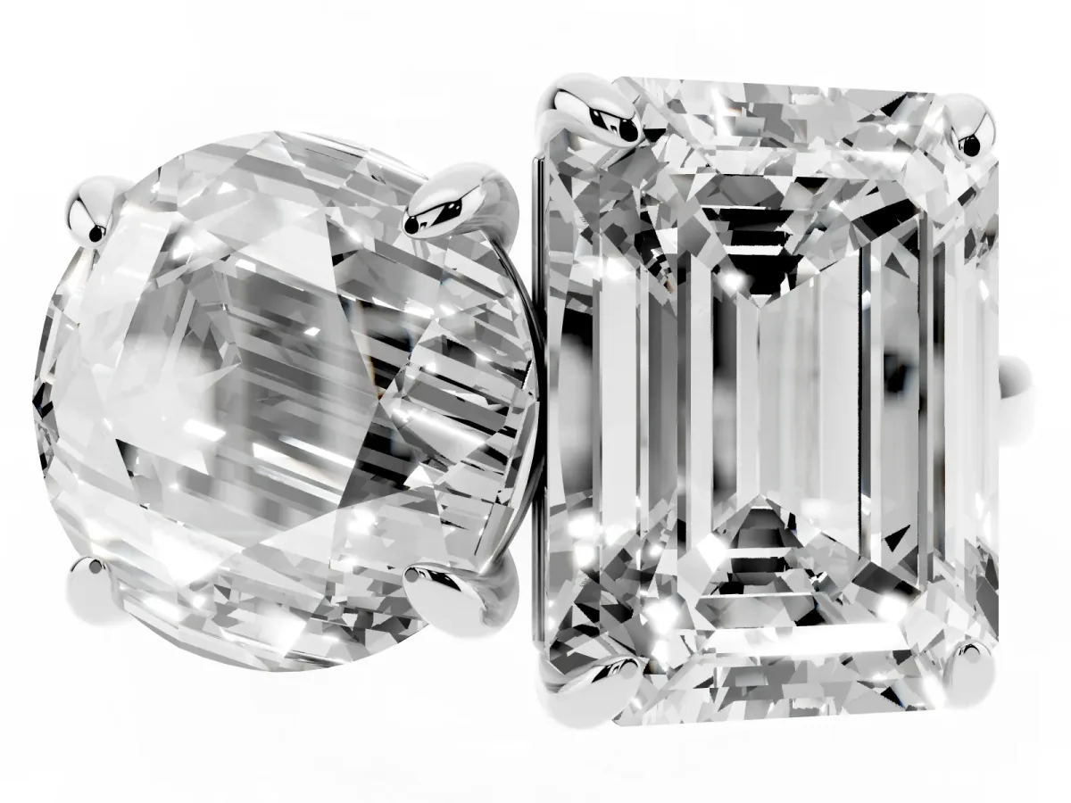 Round and Radiant Toi Moi Ring with Prong Setting and Plain Band Platinum