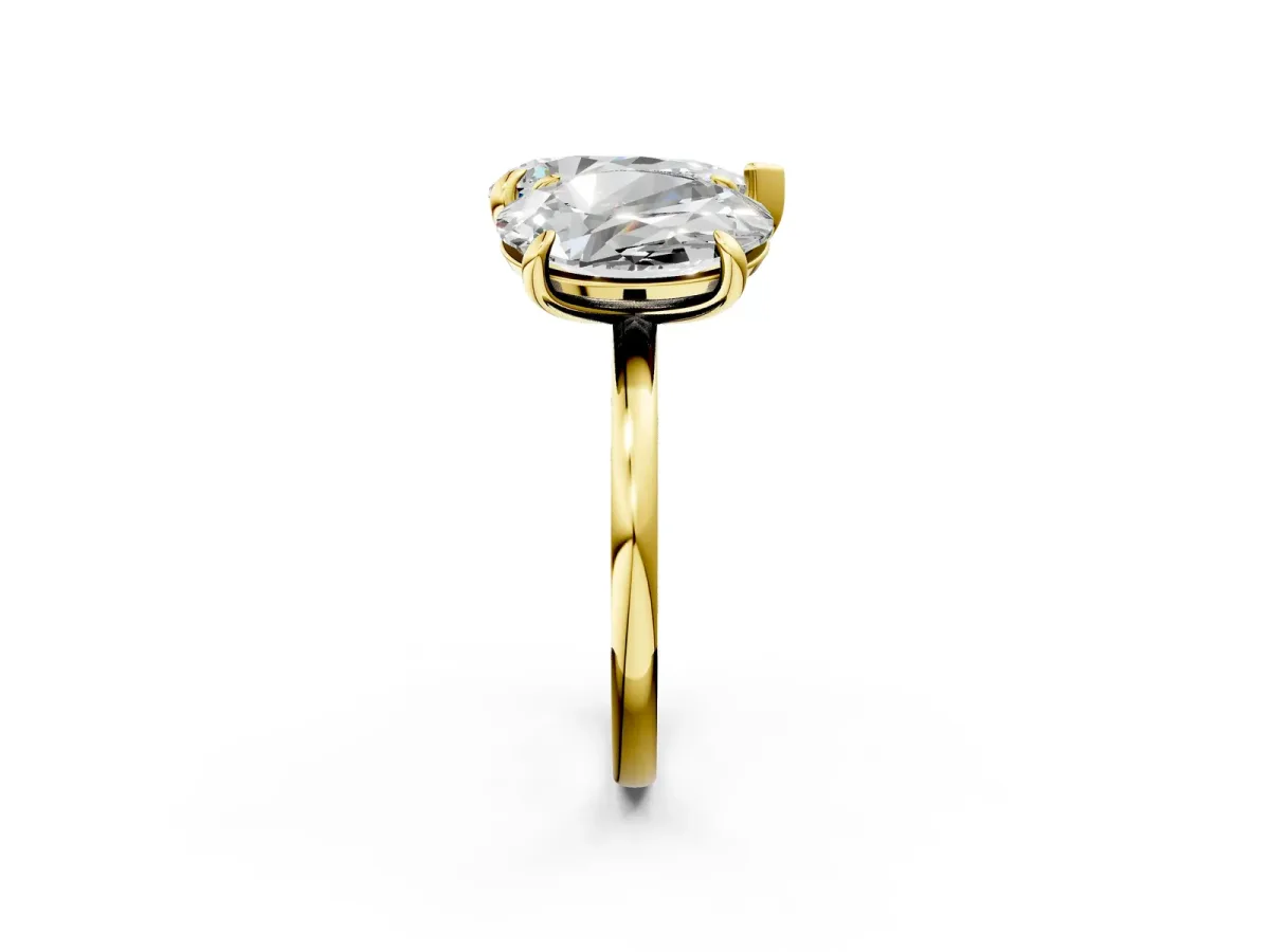 Oval and Pear Toi Moi Ring with Prong Setting and Plain Band Yellow gold