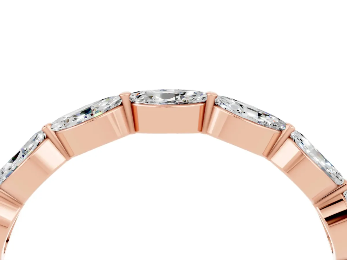 Marquise Moissanite Half Eternity Band with Prong Setting Rose gold