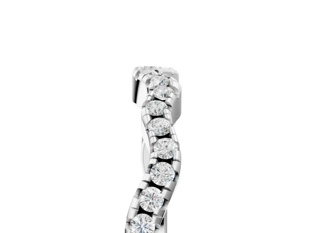 Pavé Round Diamond Curved Eternity Band White gold