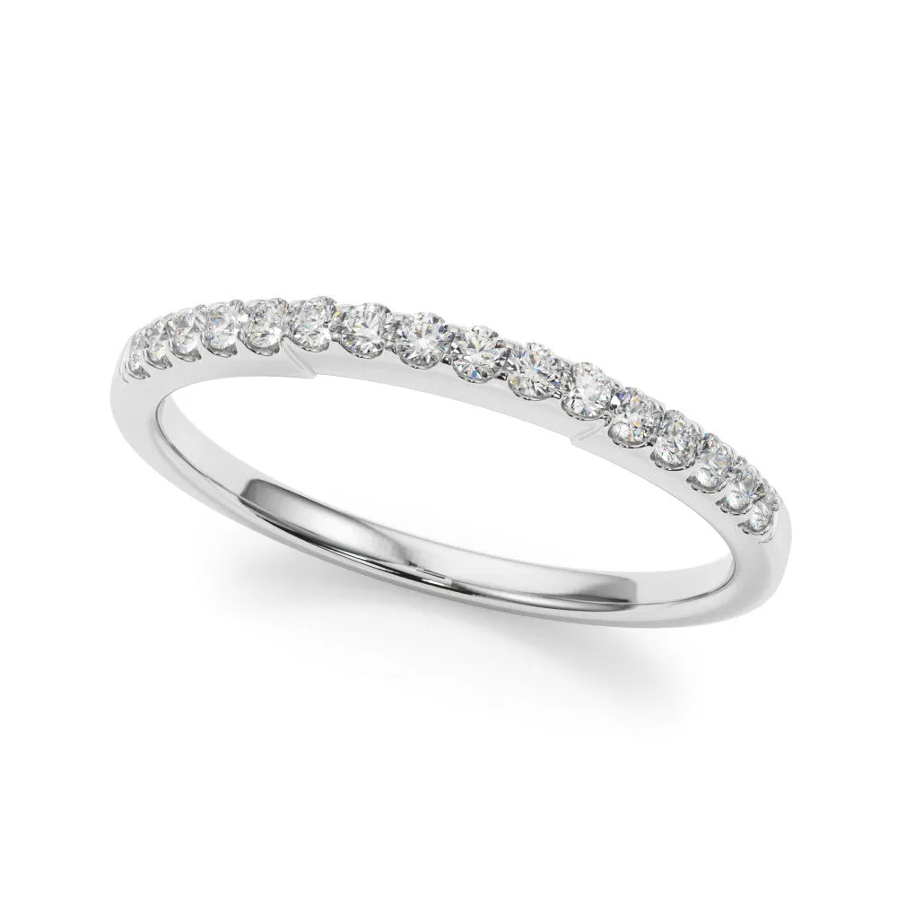 Round Diamond Pavé Half-Eternity Band with Shared Prong Setting Platinum