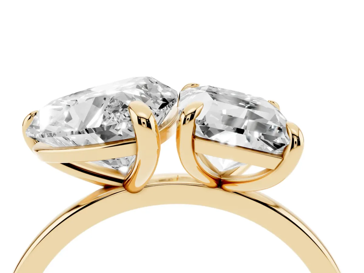 Radiant and Heart Toi Moi Ring with Prong Setting and Plain Band Yellow gold