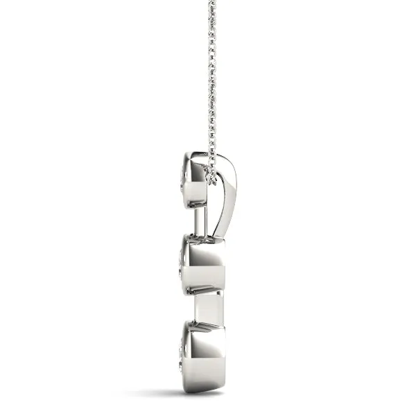 Bezel Set Round Diamond Trio Pendant Silver