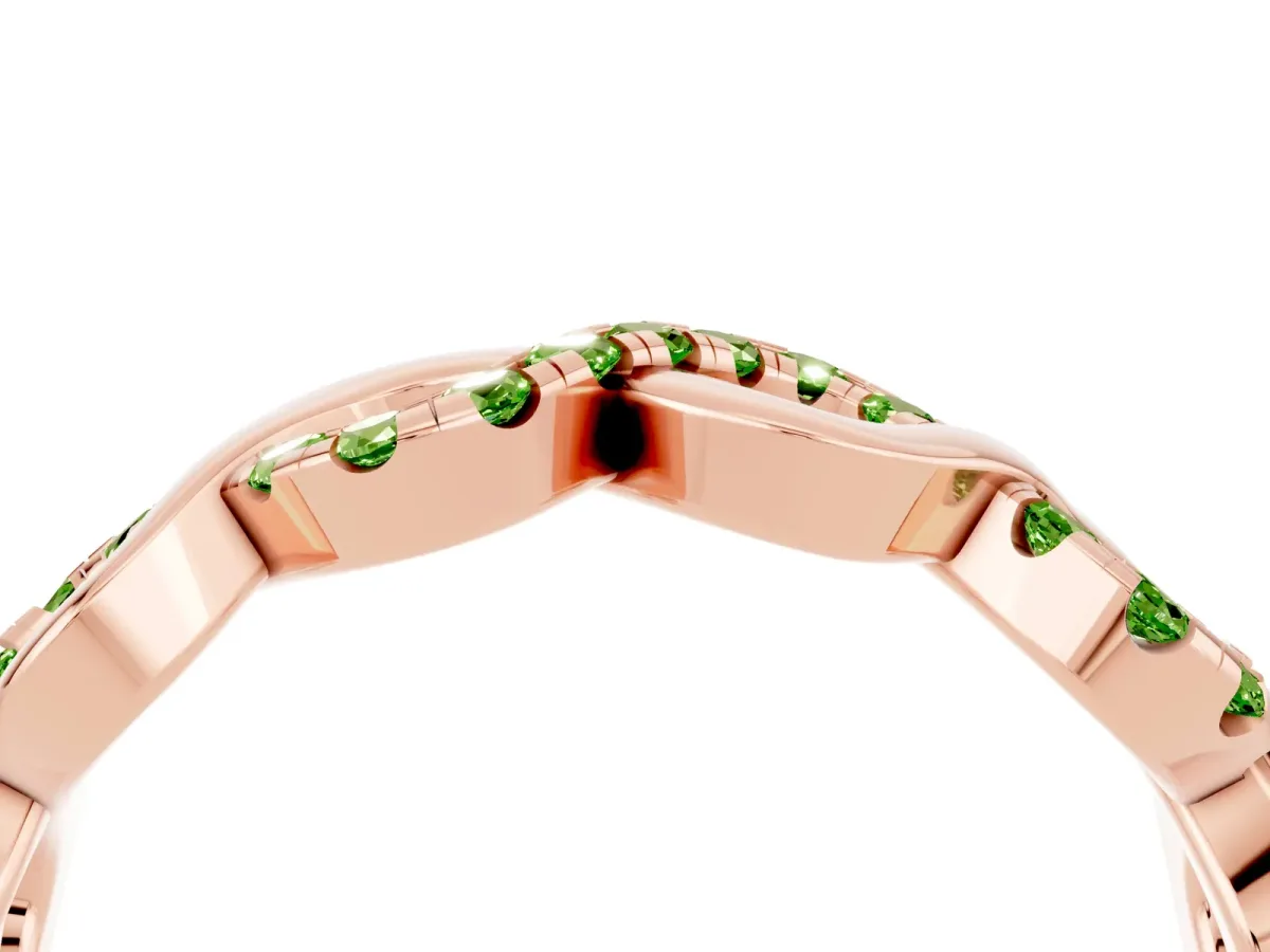 Twist Infinity Round Peridot Band with Pavé Setting Rose gold
