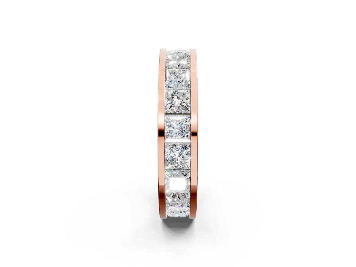 Princess Cut Eternity Band with Channel Set Rose gold