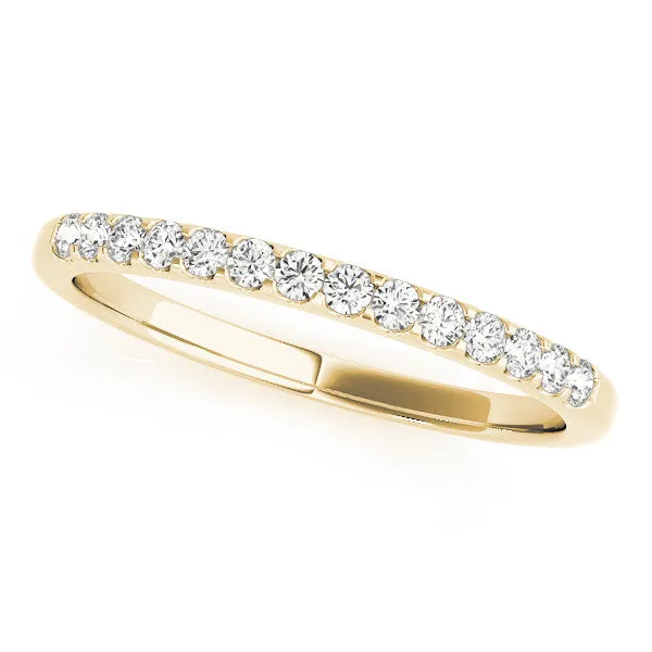 Round Diamond Half Eternity Pave Band with Shared Prong Setting Yellow gold