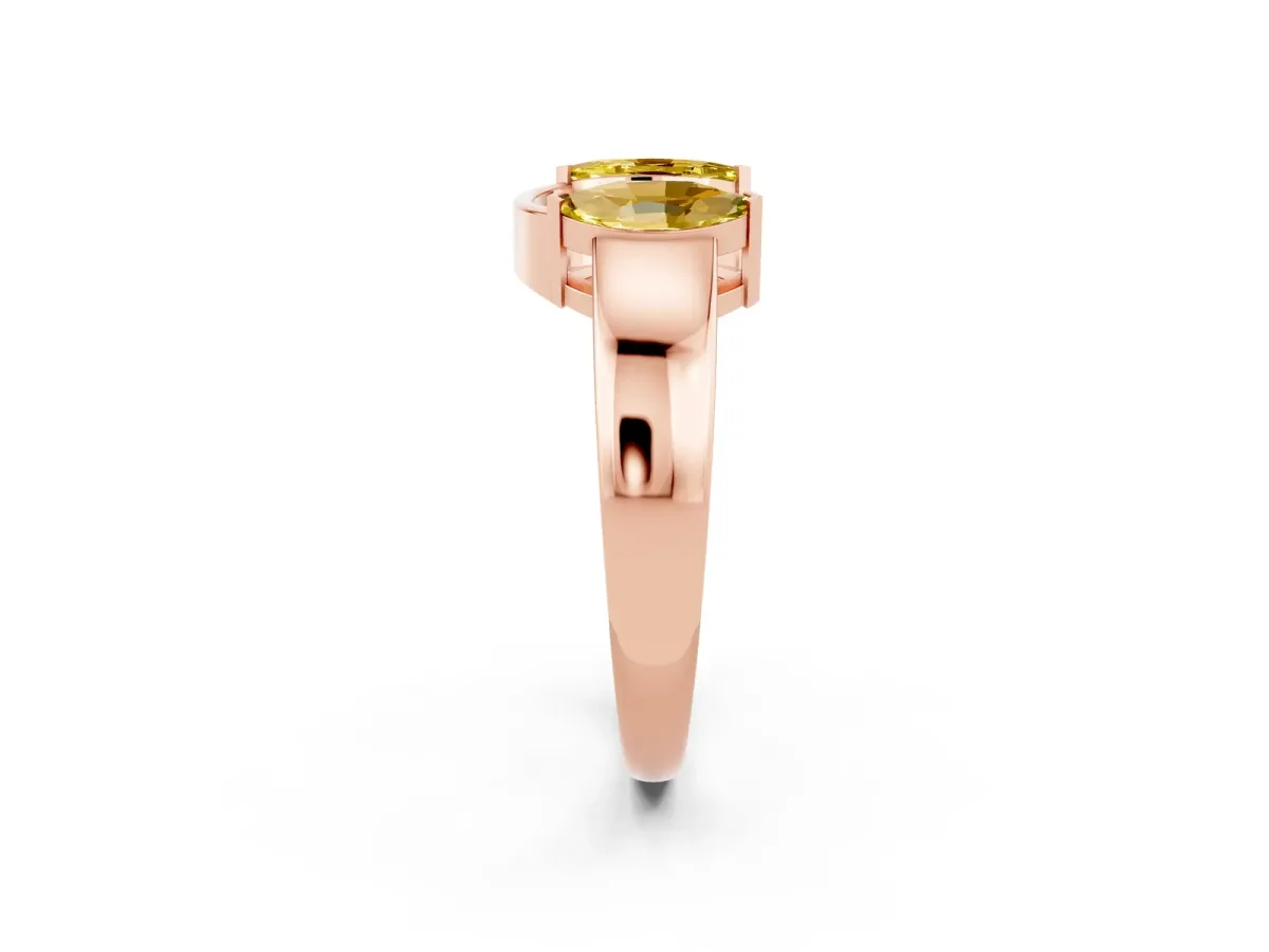 Marquise Yellow Sapphire Open Band Ring with Tension Setting Rose gold