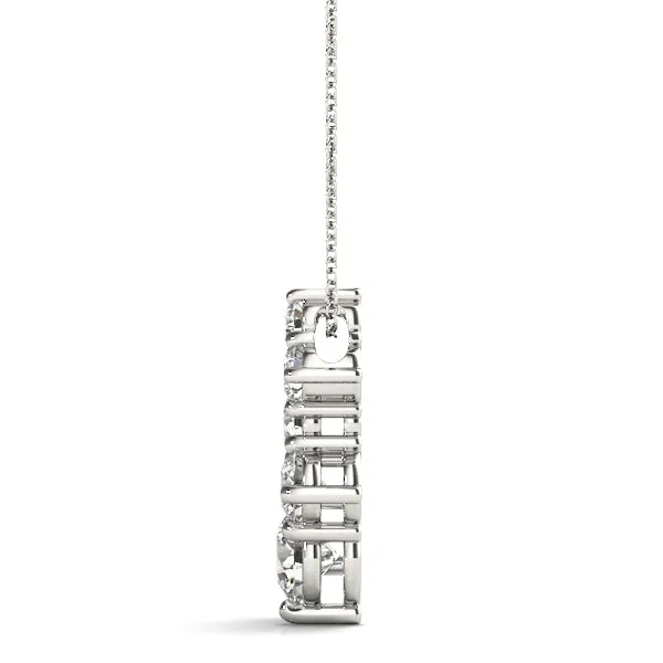 Prong-Set Round Diamond Graduated Pendant White gold