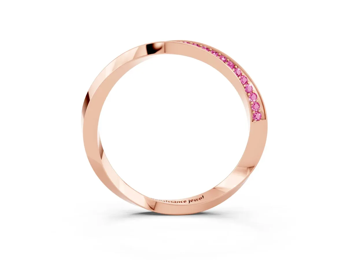 Pavé Round Pink Sapphire Twist Band Rose gold