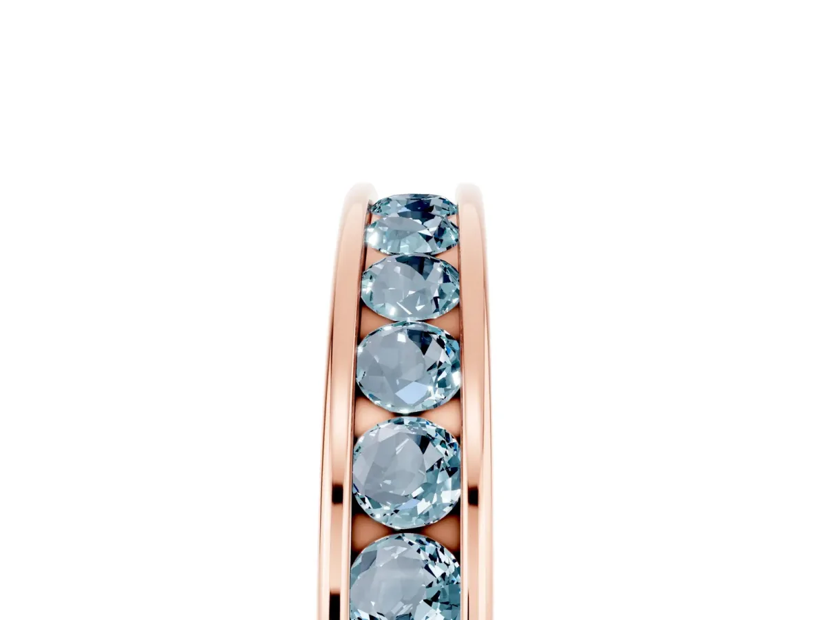 Channel Set Round Aquamarine Eternity Band Rose gold