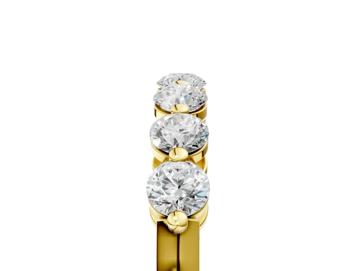 Round Cut Diamond Prong Set Half Eternity Band Yellow gold