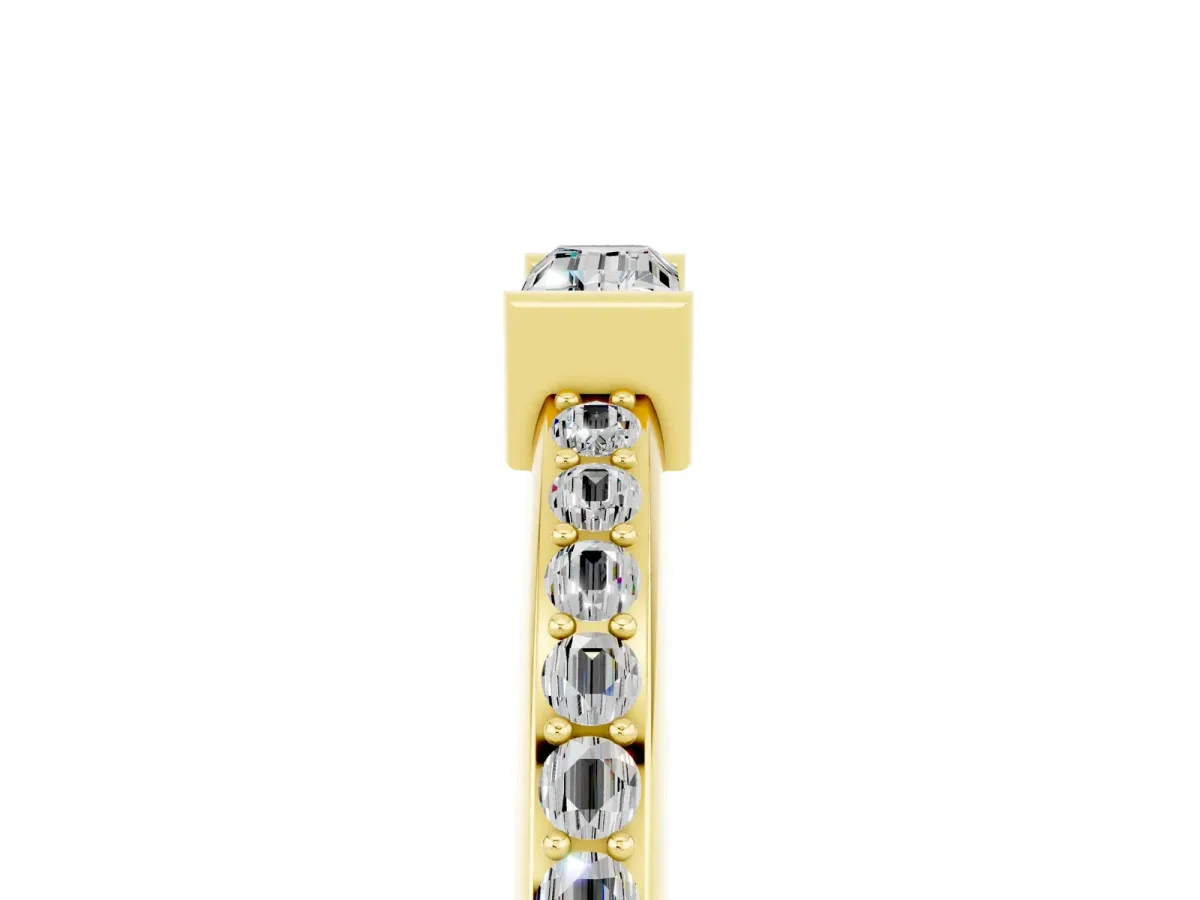 Baguette Moissanite Pavé Band with Bar Setting Yellow gold