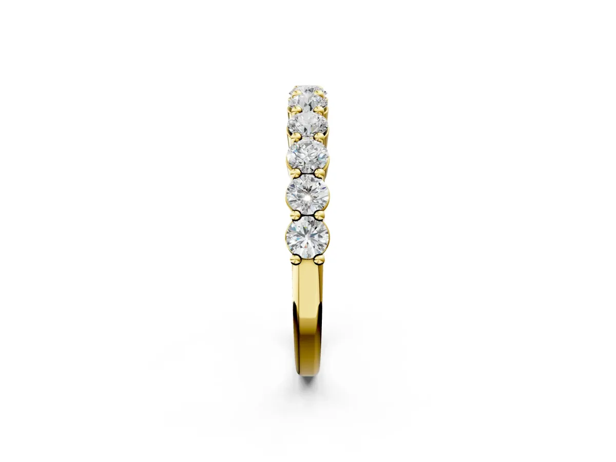 Round Diamond Half Eternity Band with Prong Setting Yellow gold