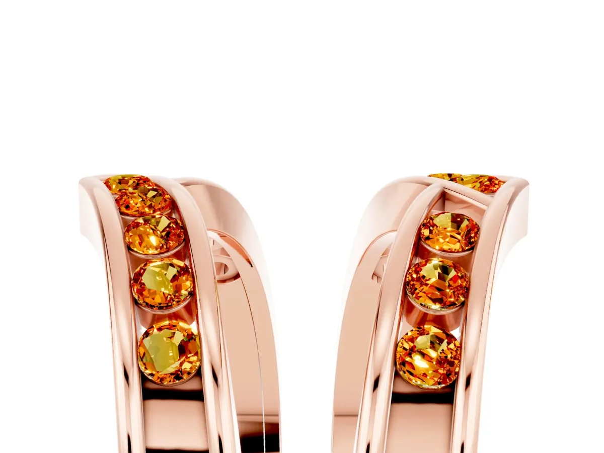 Round Citrine Channel-Set Chevron Band Rose gold