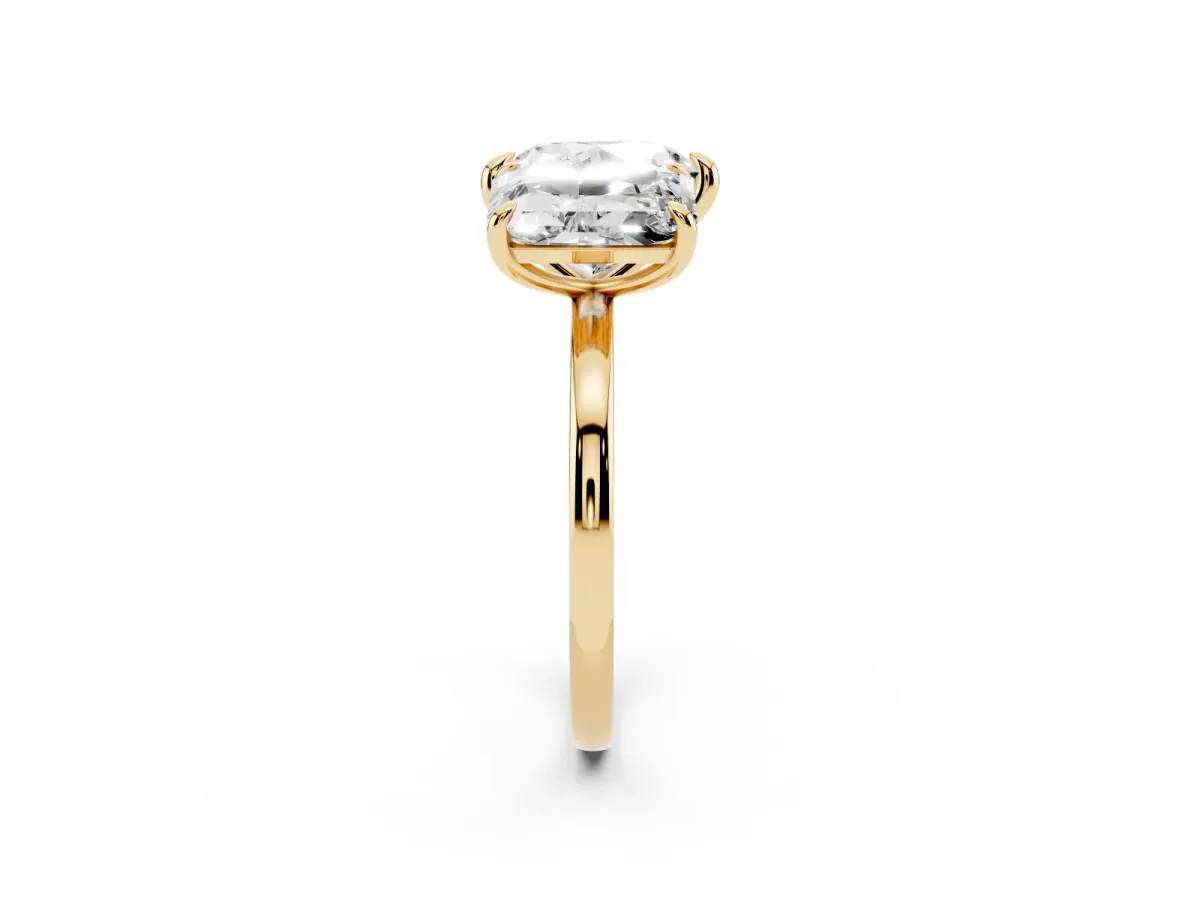 Radiant and Heart Toi Moi Ring with Prong Setting and Plain Band Yellow gold