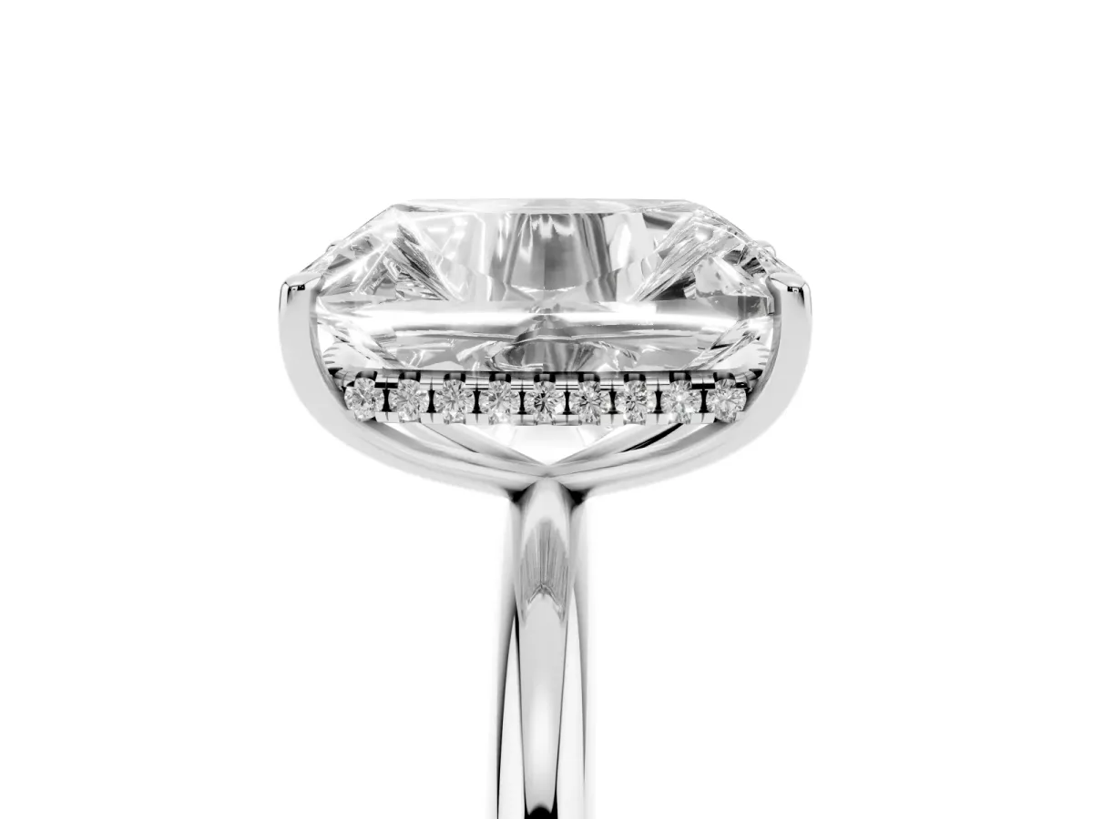 Old Mine Elongated Cushion Diamond Classic Band Four Prong Solitaire Ring Platinum