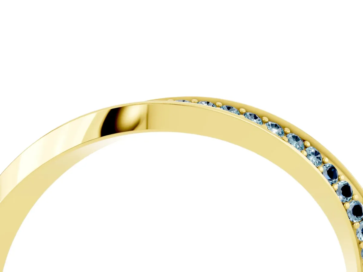 Pavé Round Aquamarine Twist Band Yellow gold