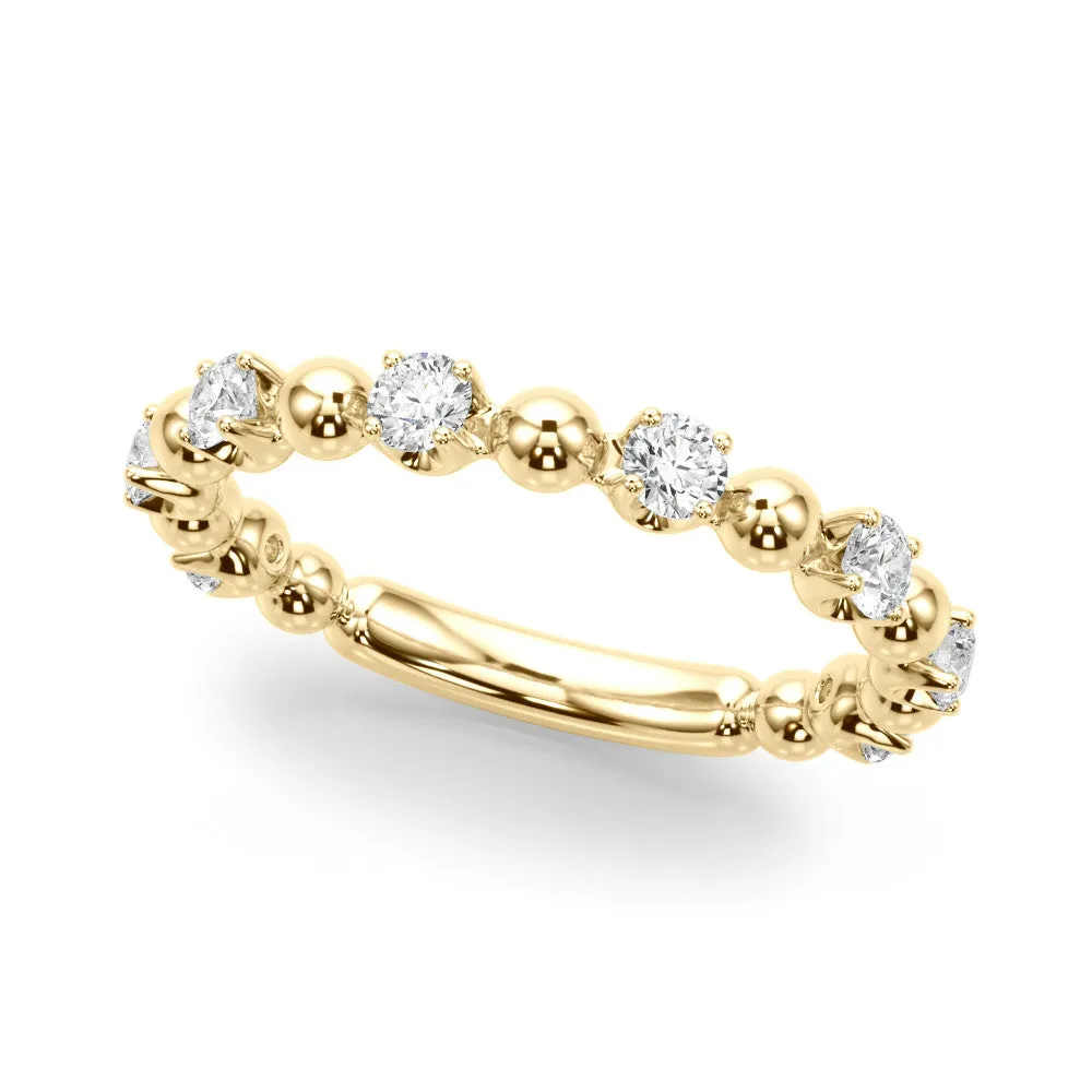 Round Bezel Set Diamond Eternity Band with Prong Setting Yellow gold