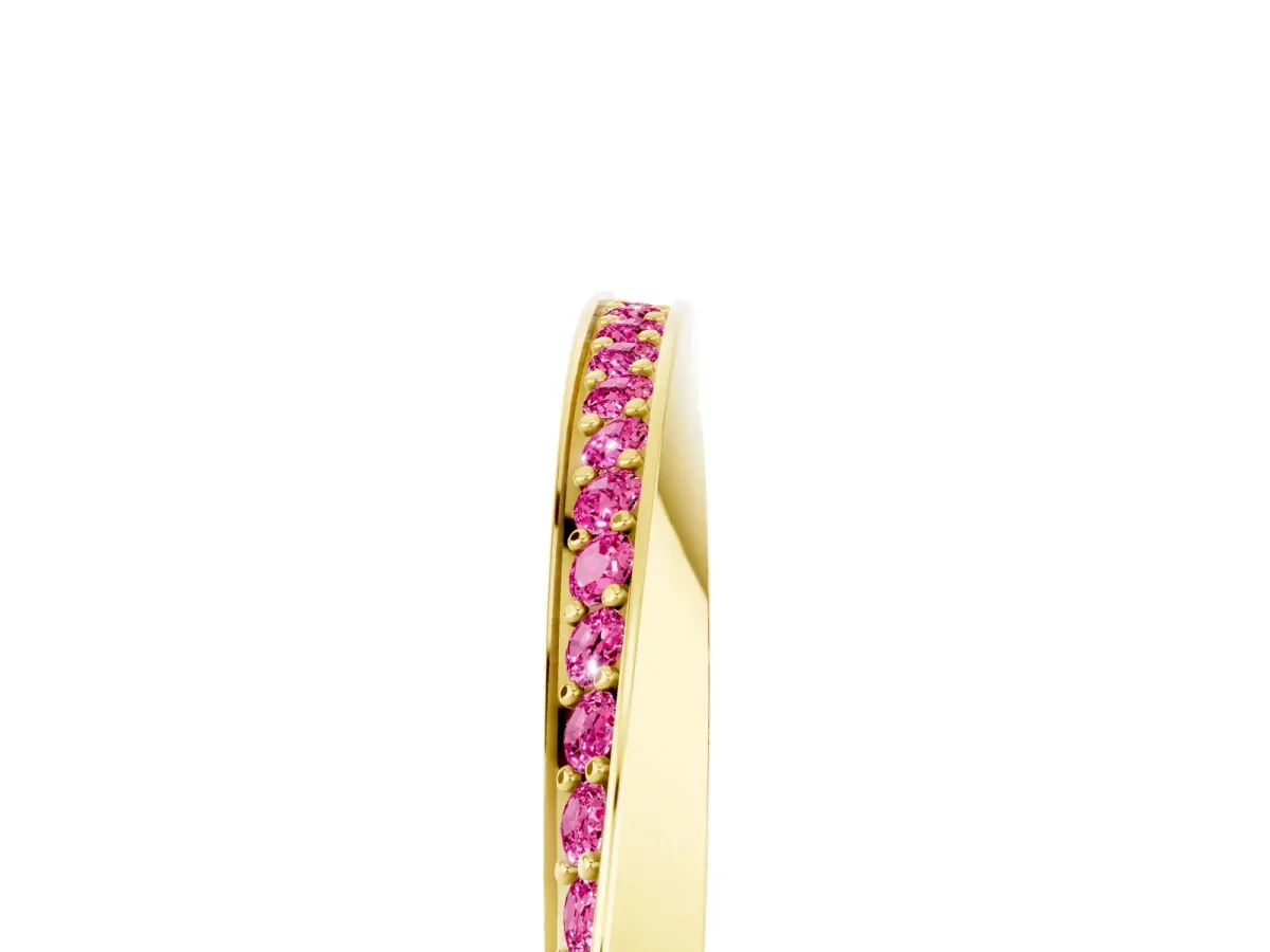 Pavé Round Pink Sapphire Twist Band Yellow gold