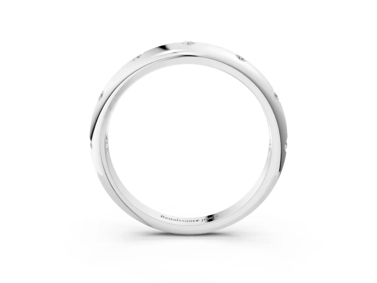 Bezel Set Round Diamond Comfort Fit Band Platinum