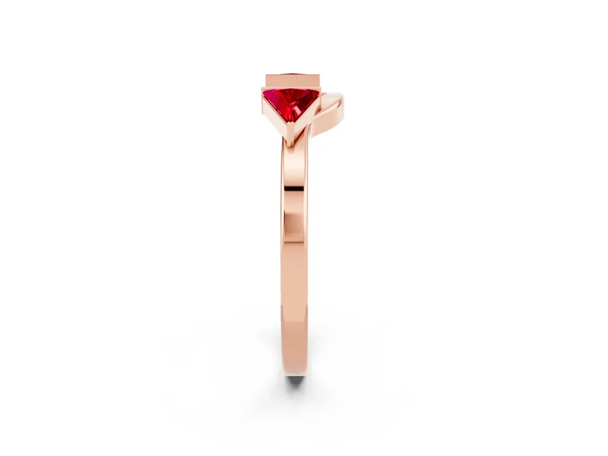 Trillion Ruby Open Band Ring with Bezel Setting Rose gold