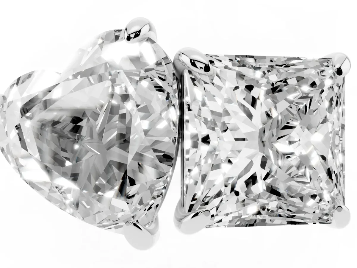 Heart and Princess Toi Moi Ring with Prong Setting and Plain Band Silver