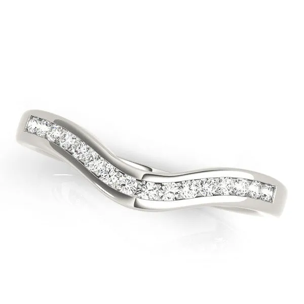Pavé Round Diamond Curved Band with Channel Setting White gold