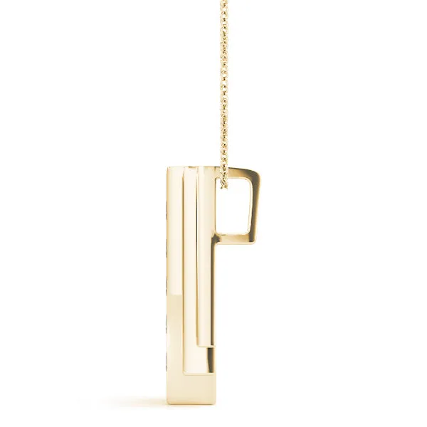 Channel Set Round Diamond Bar Pendant Yellow gold