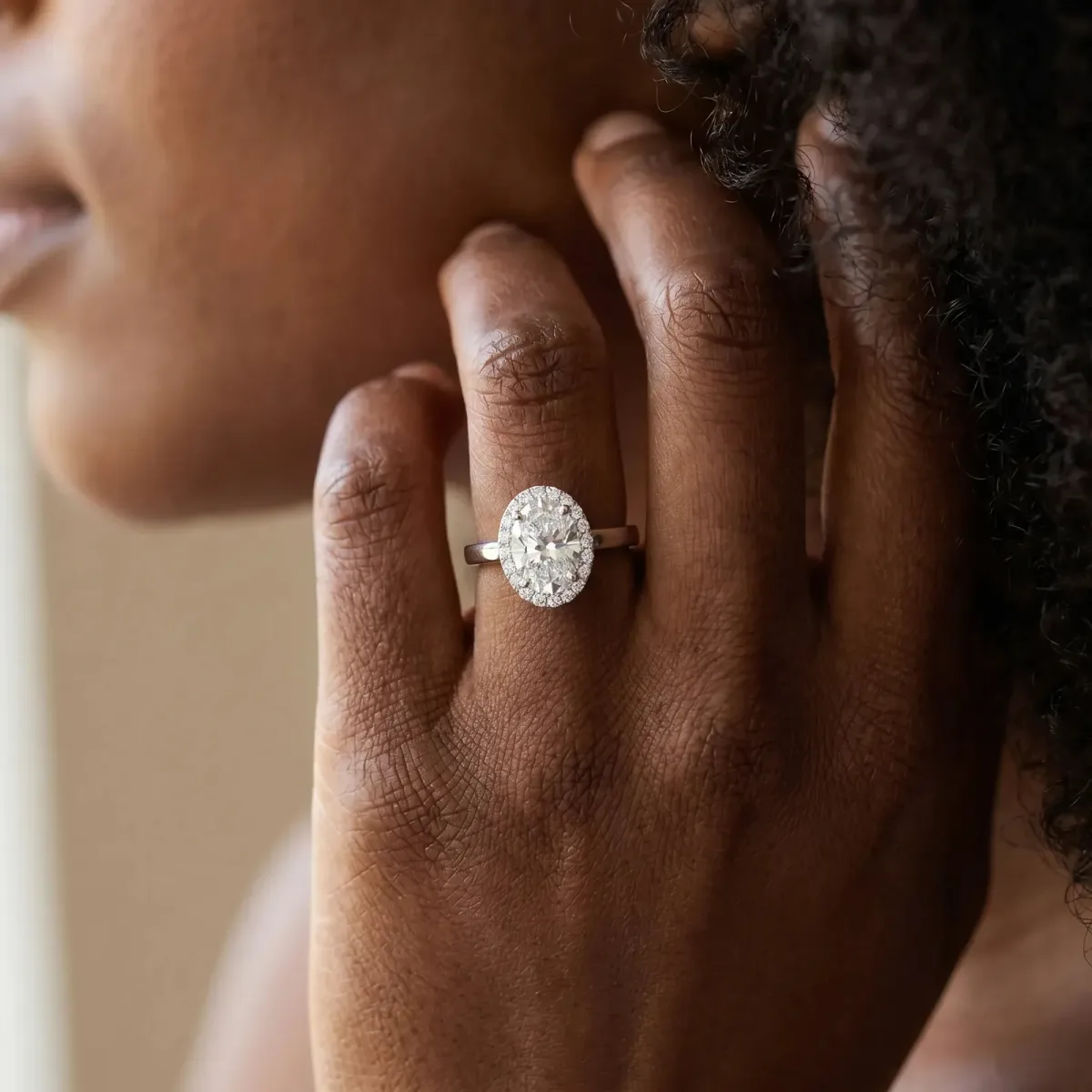 Asscher Cut Halo Diamond Ring with Solitaire Band and Prong Setting Platinum