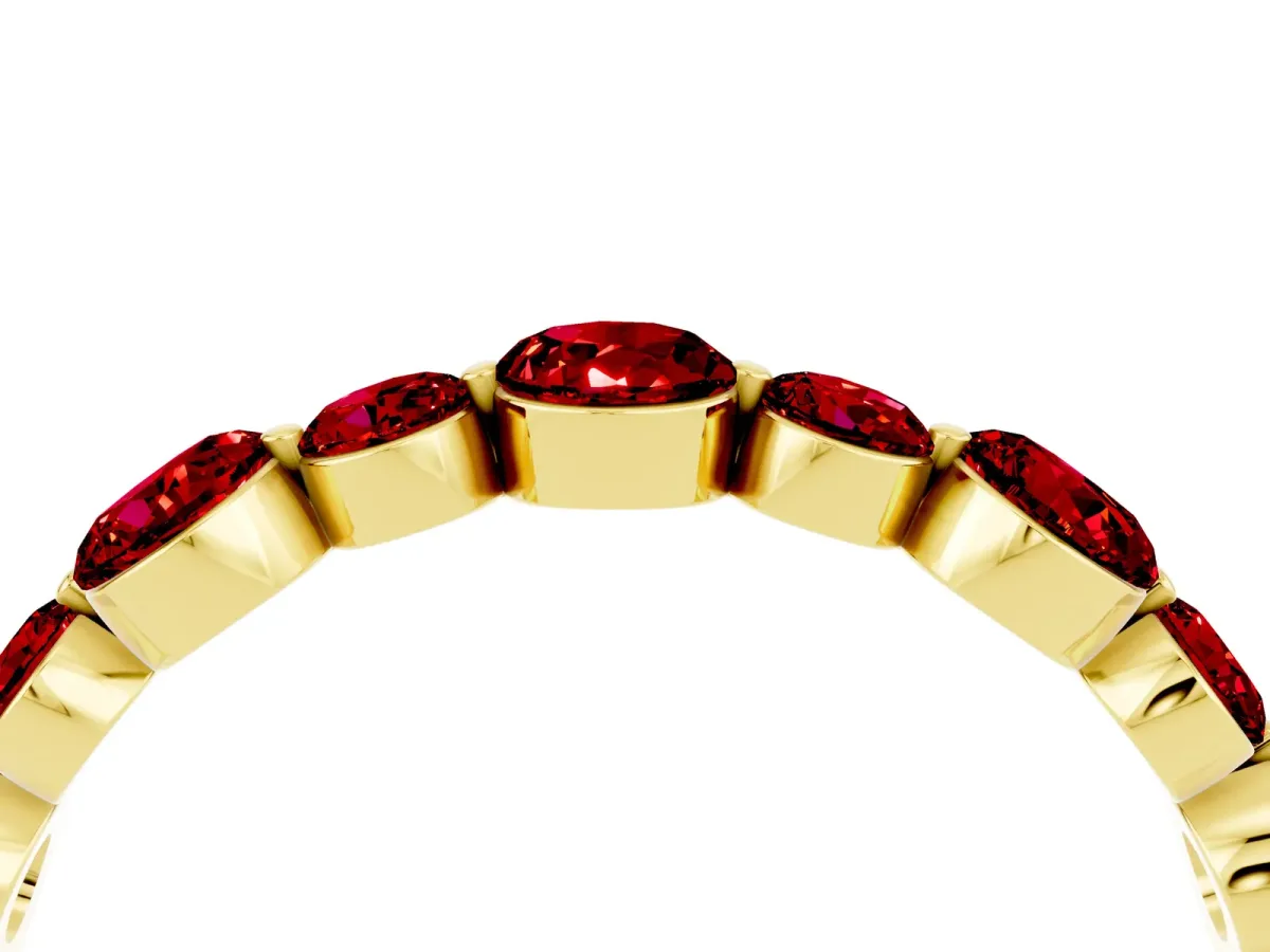 Round Ruby Scalloped Prong Set Eternity Band Yellow gold