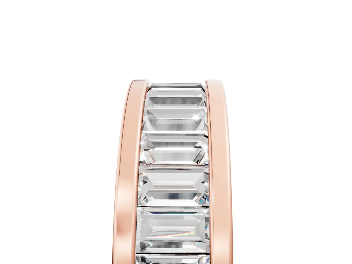 baguette Cut eternity band with channel set Rose gold