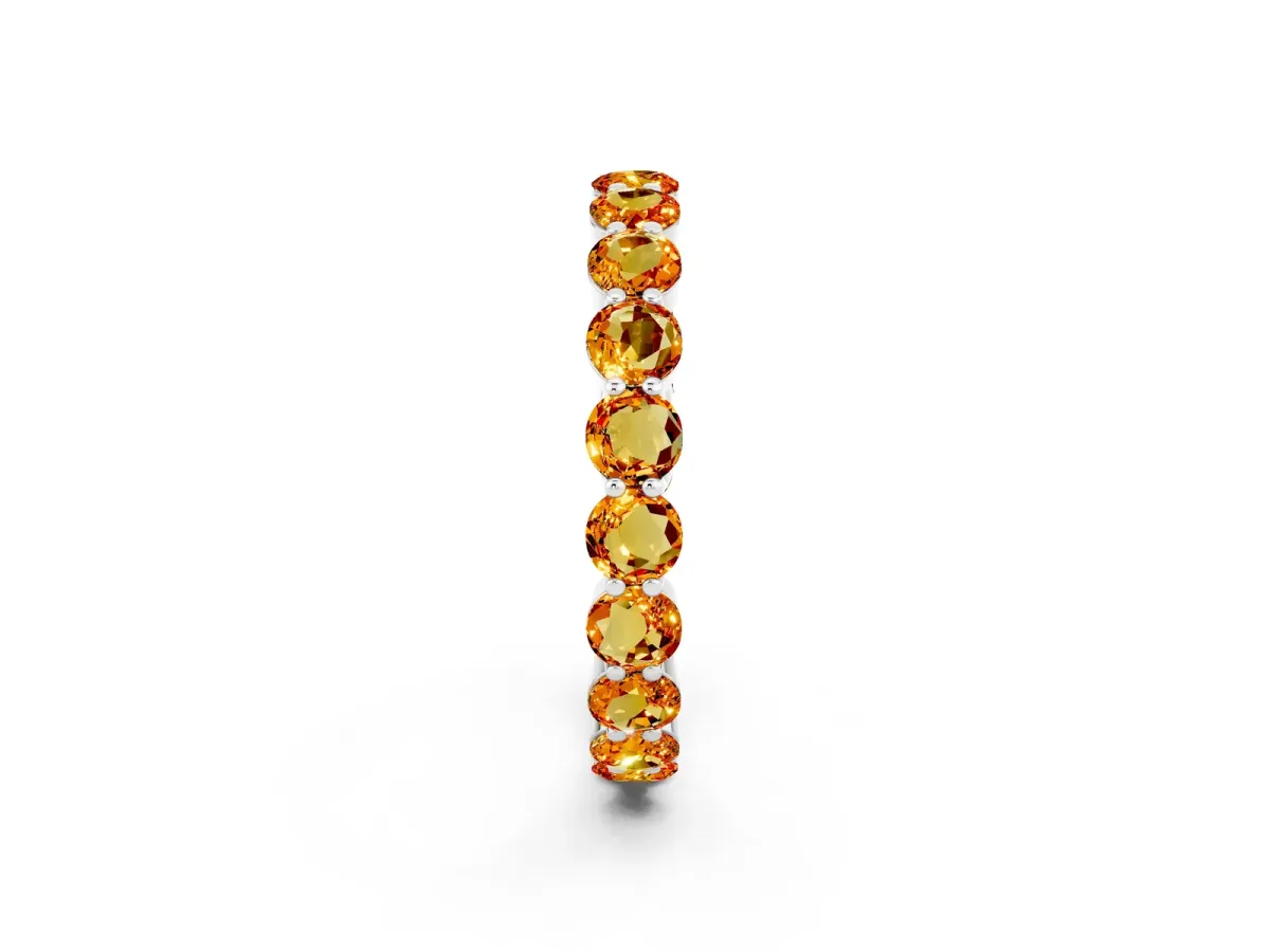 Round Citrine Eternity Band with U-Prong Setting Platinum
